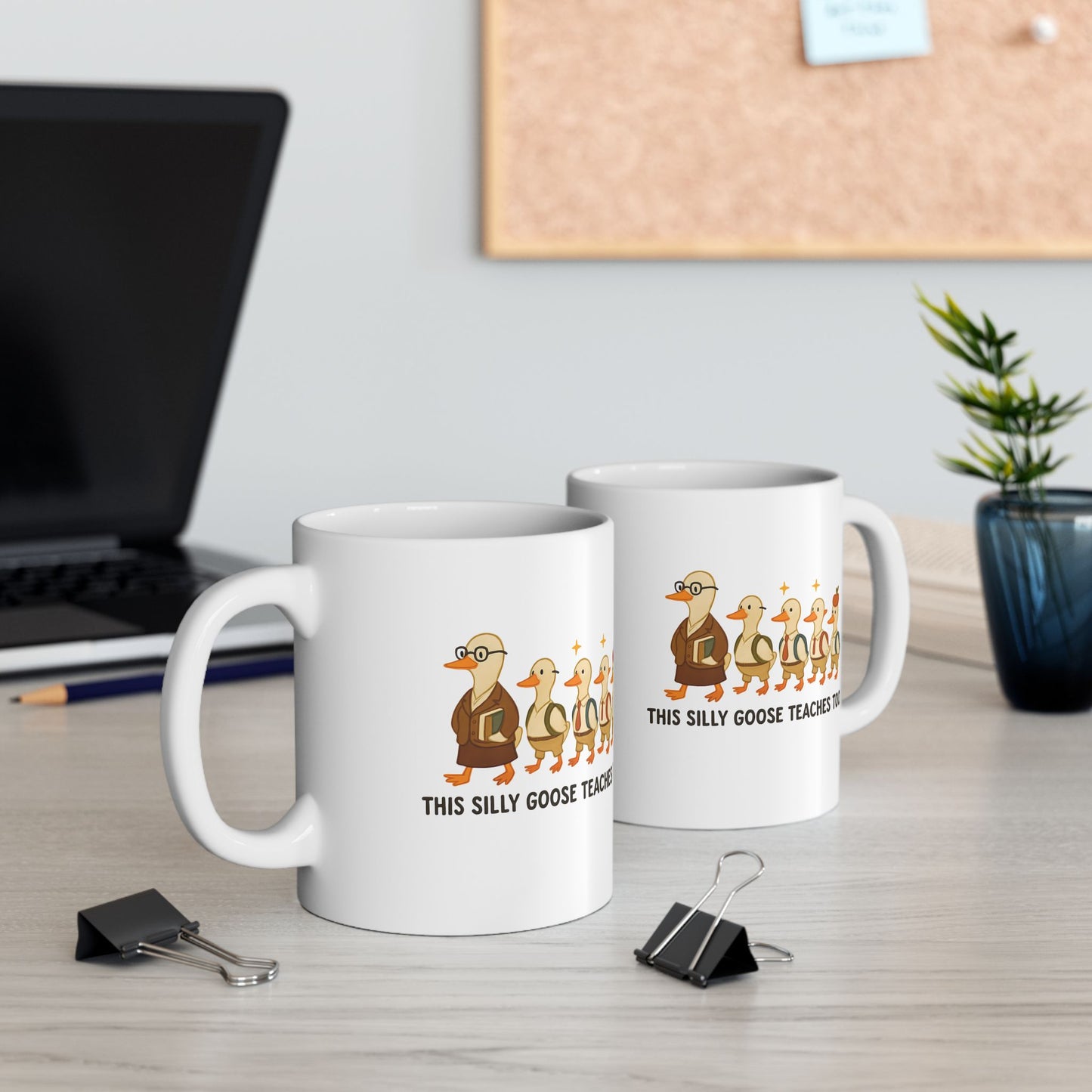 Silly goose Teacher's Ceramic Mug, Funny Gift for Educators, Cute Duck Design for Coffee Lovers, Perfect for Birthdays, Teacher Appreciation