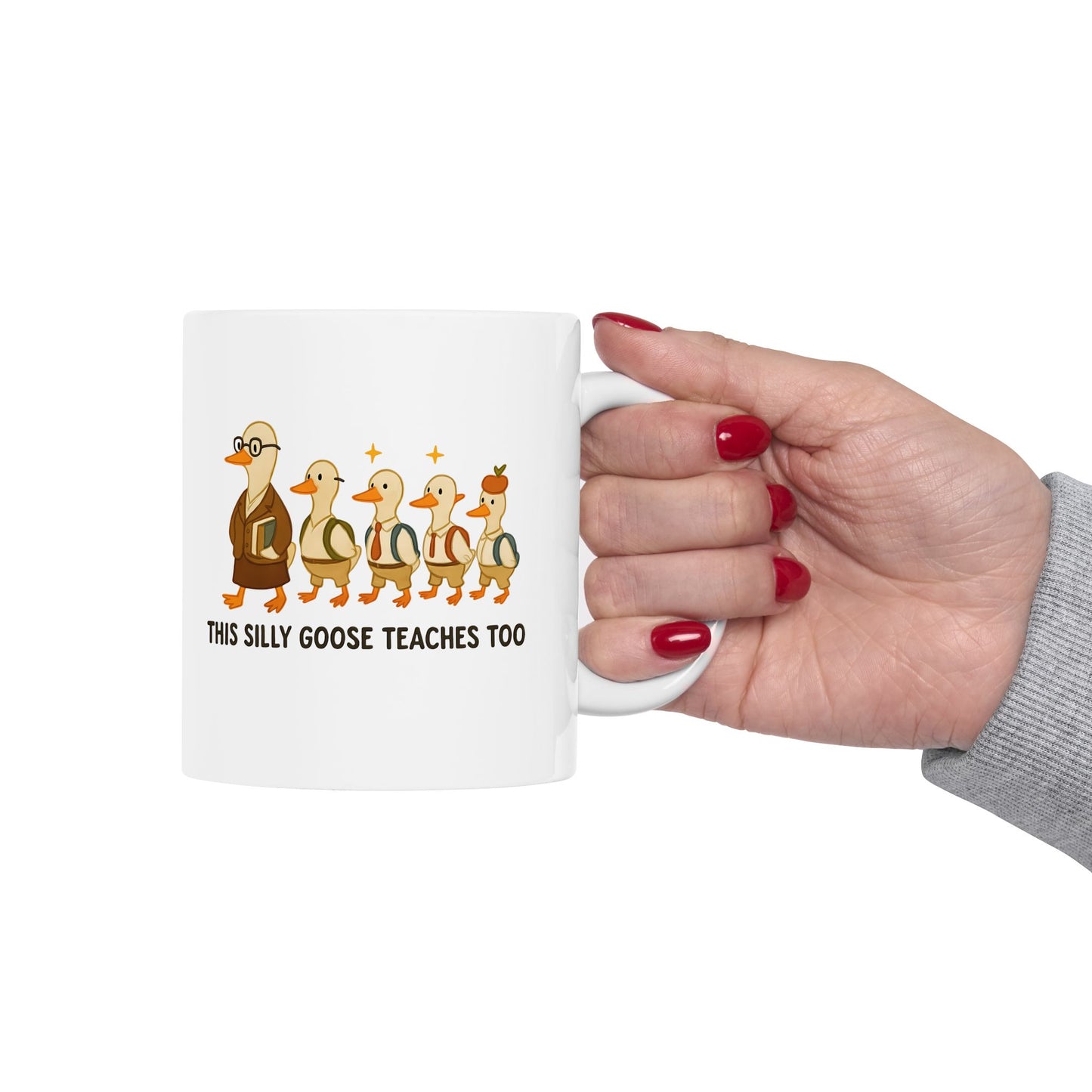 Silly goose Teacher's Ceramic Mug, Funny Gift for Educators, Cute Duck Design for Coffee Lovers, Perfect for Birthdays, Teacher Appreciation