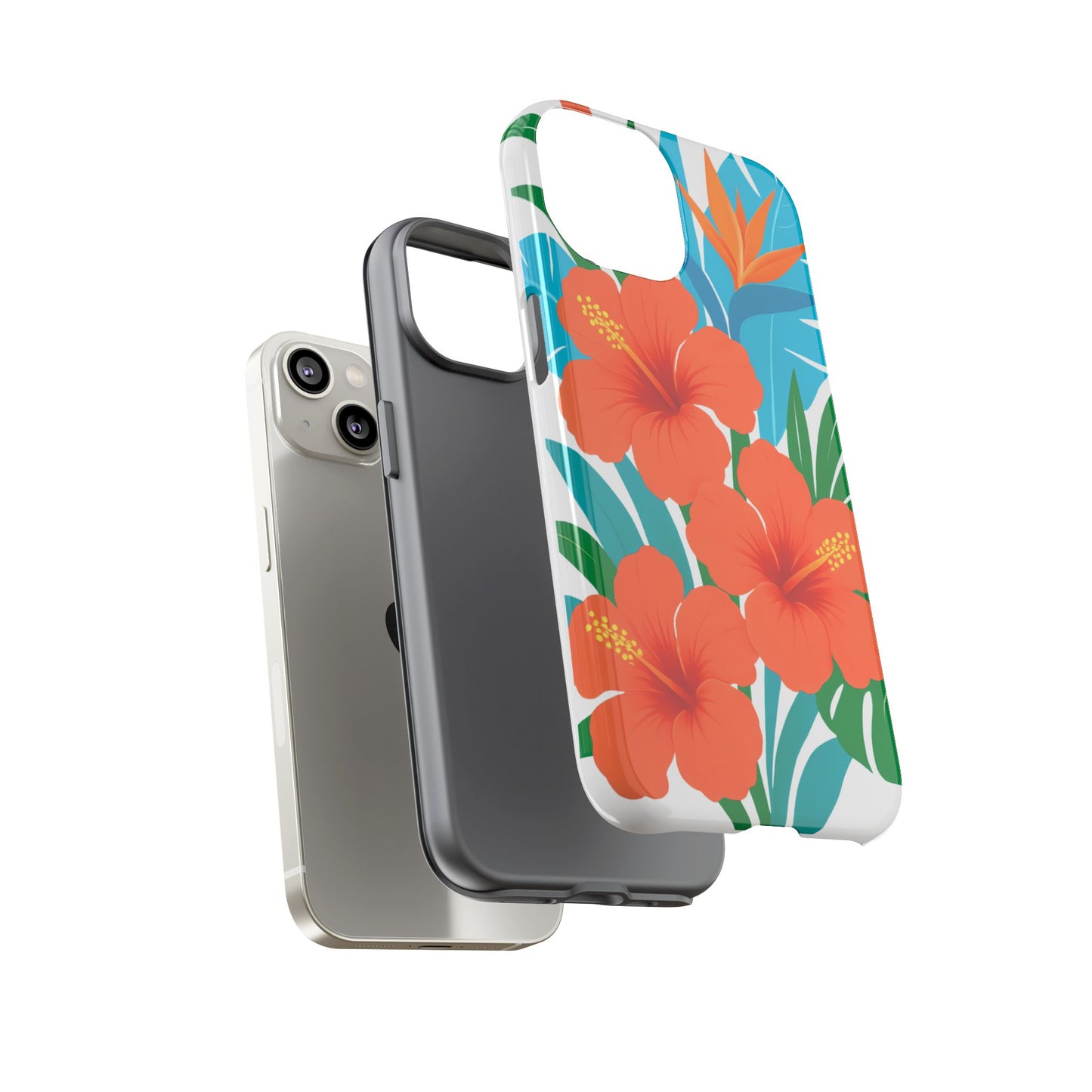Tropical Phone Case - Vibrant Hibiscus Floral Design, Perfect Gift for Beach Lovers, Summer Vibes, and Everyday Style!