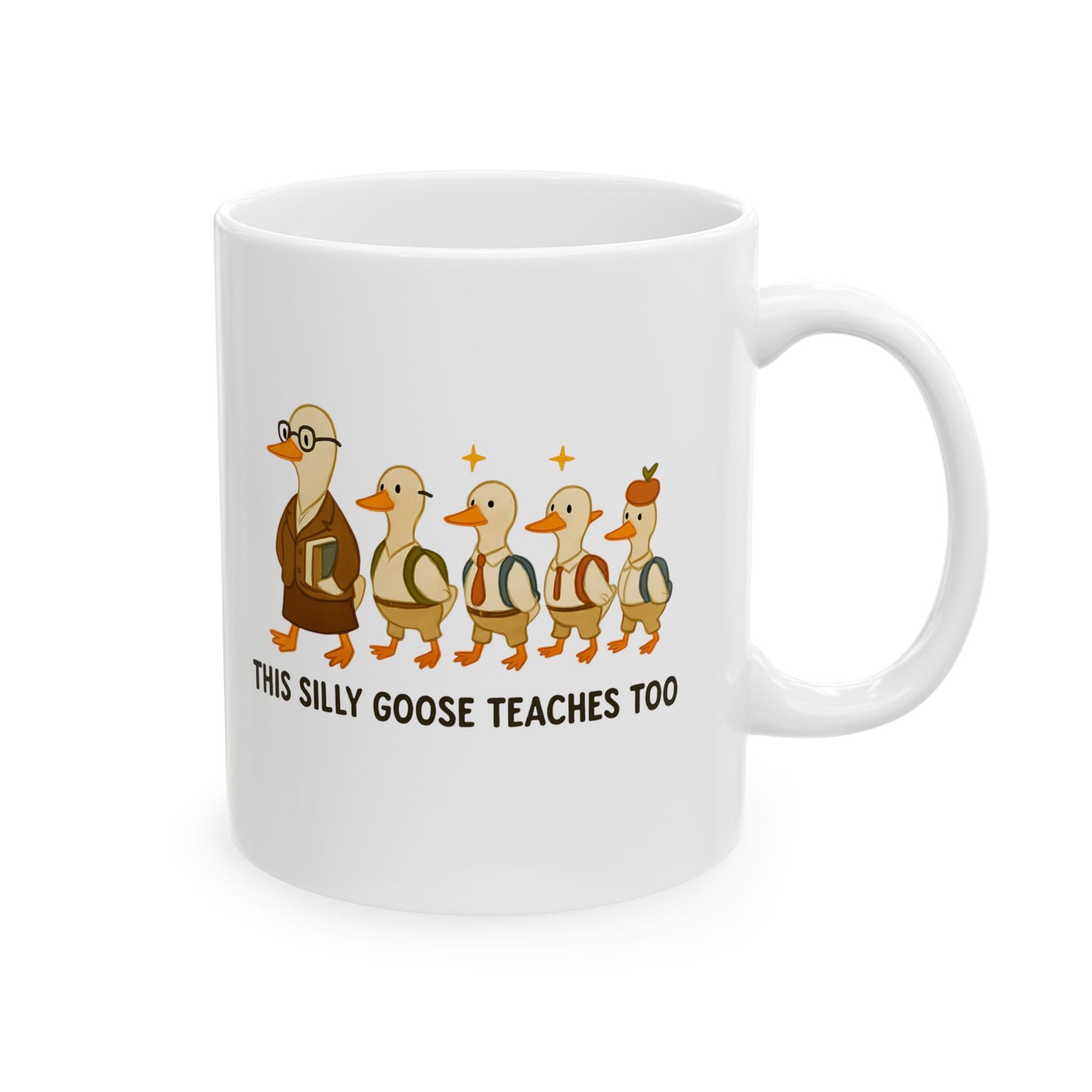 Silly goose Teacher's Ceramic Mug, Funny Gift for Educators, Cute Duck Design for Coffee Lovers, Perfect for Birthdays, Teacher Appreciation