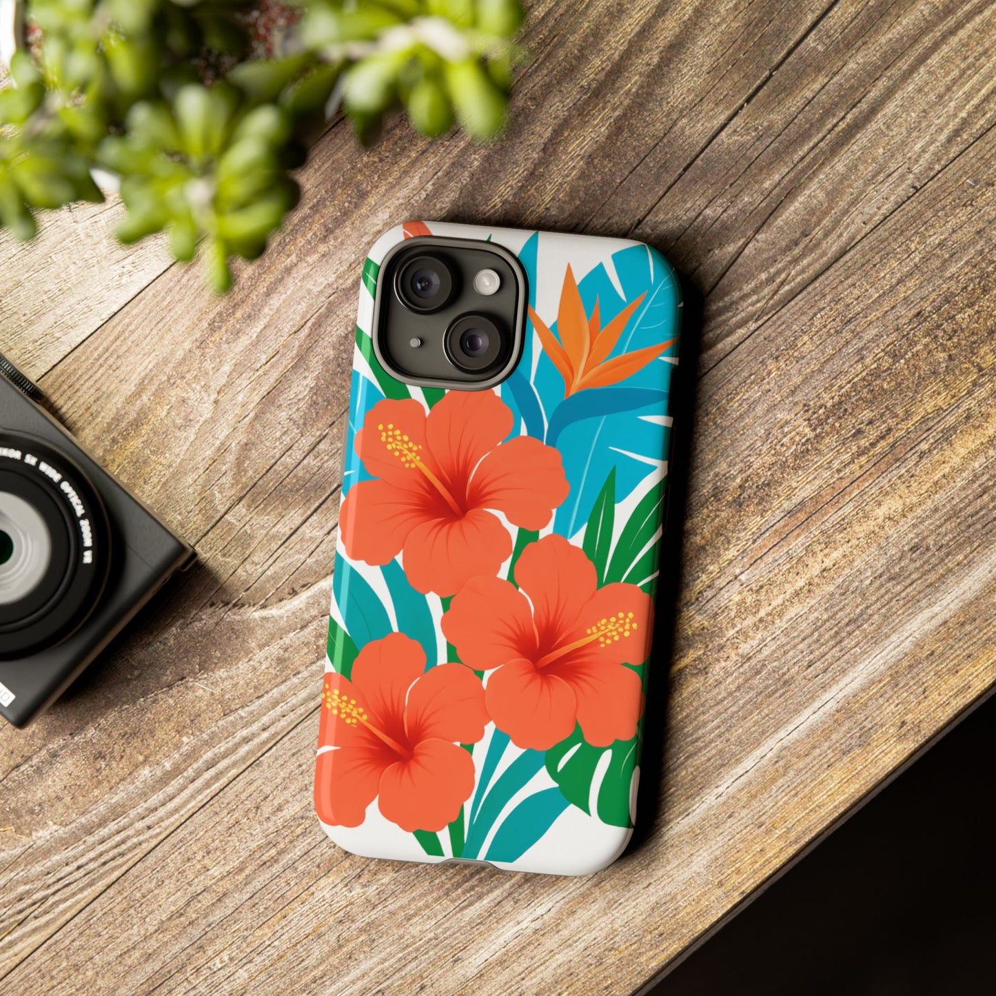 Tropical Phone Case - Vibrant Hibiscus Floral Design, Perfect Gift for Beach Lovers, Summer Vibes, and Everyday Style!
